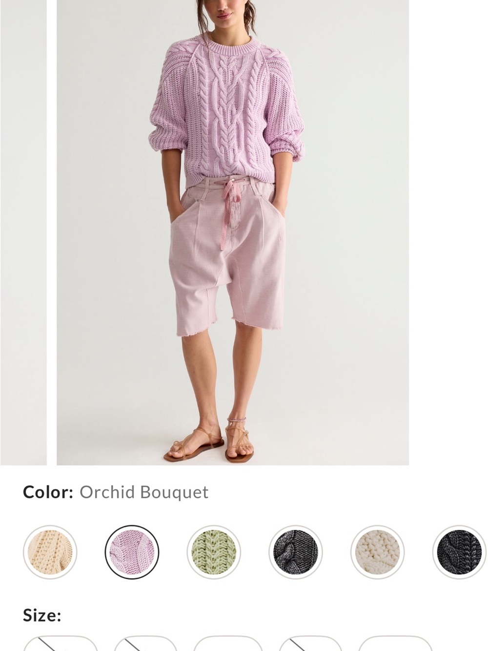 Free People Lavender Cable Crewneck Sweater